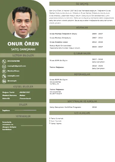 Satış Danışmanı Örnek cv indir